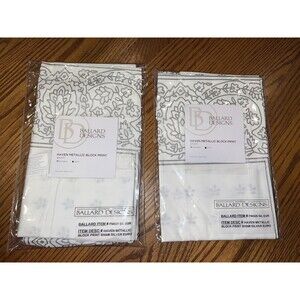 Ballard Designs Euro Pillow Sham Haven Metallic Block Print Set Of 2 NEW